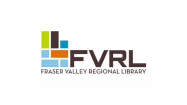 FVRL Logo Letters "F" "V" "R" "L" with graphic blocks logo for Fraser Valley Regional Library
