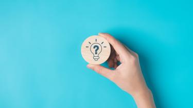 Light bulb and question mark sign icon on background for creative idea concept